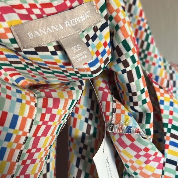 Abstract Rainbow Print 3/4 Sleeve Tunic Top, Banana Republic Size Extra Small - Picture 6 of 7